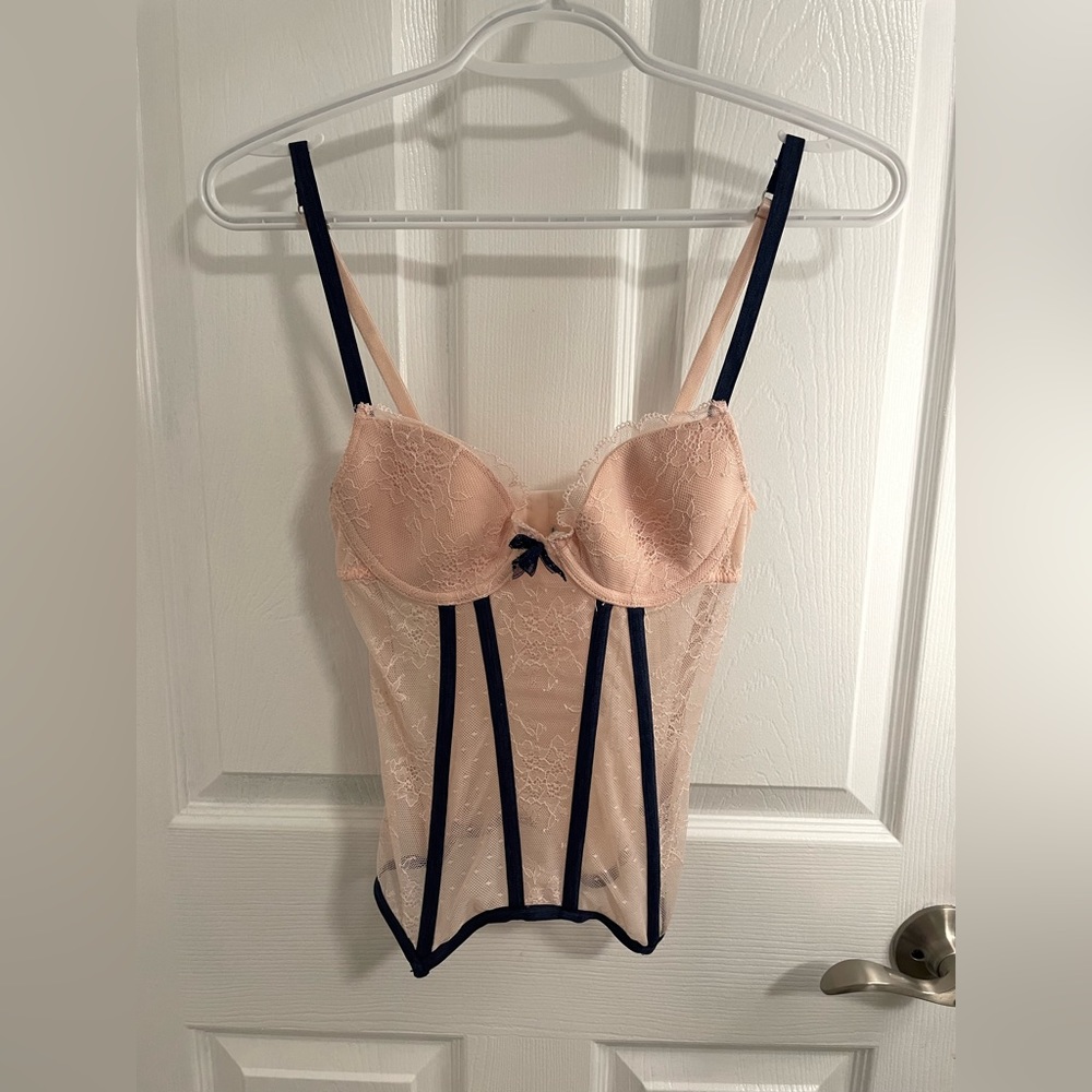 Jacob Pink & Navy Lace Corset Top